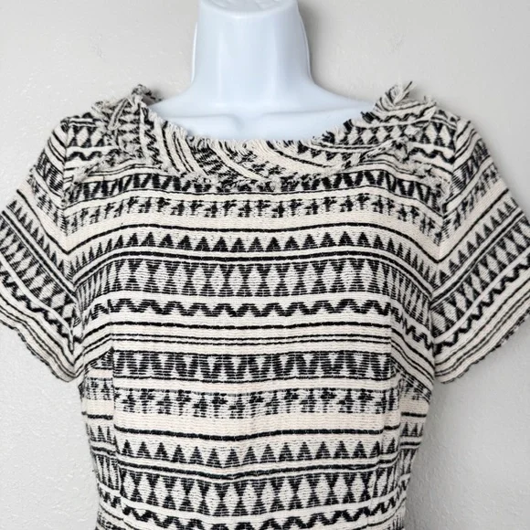 NWT Banana Republic striped jacquard woven fringe fit and flare dress 8 - Picture 4 of 12